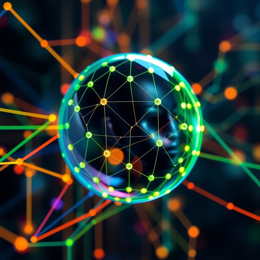 An image showing the process of training an AI agent using machine learning techniques. The image might depict a graphical representation of a neural network, highlighting the training process. The colors should be vibrant, and the overall style should reflect a high-tech and modern aesthetic.